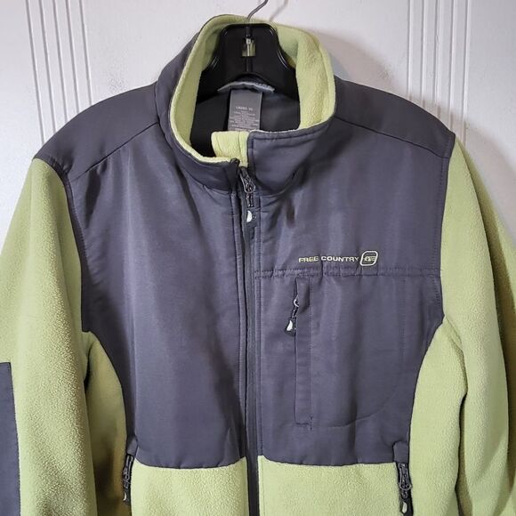 Plus Size Women's Free Country Yellow & Gray Fleece Jacket - Picture 8 of 11